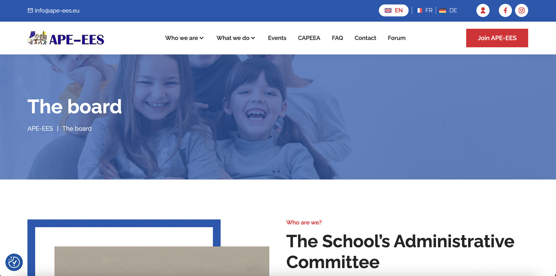 School website development board page